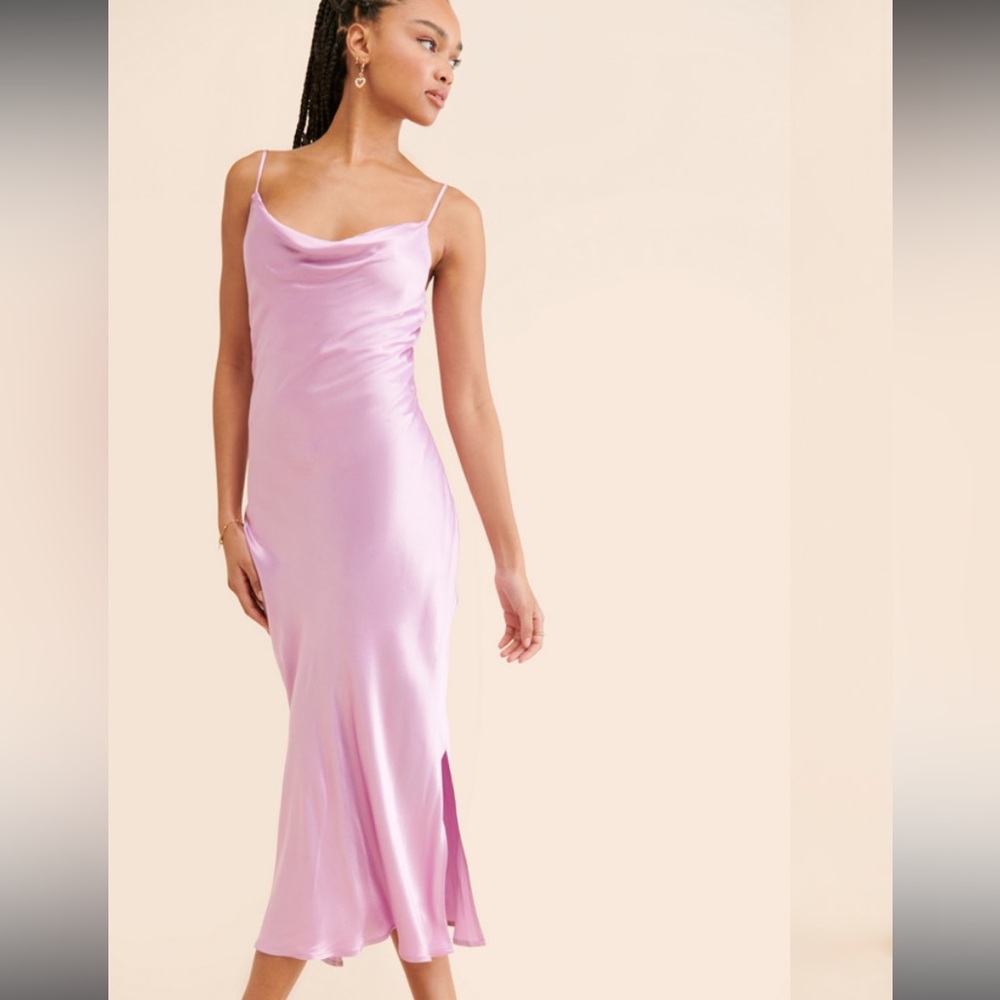 Alicia Cowl Neck Satin Dress